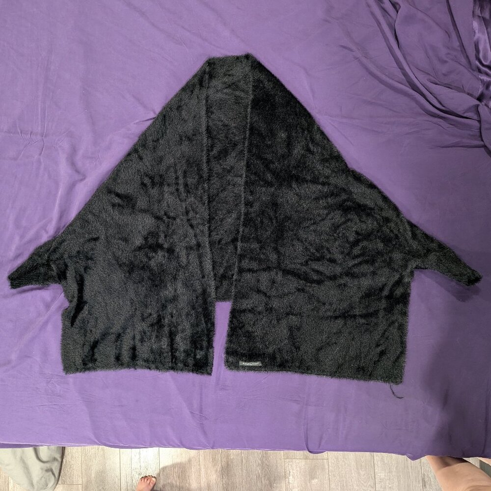 Do everything in love black fuzzy shawl